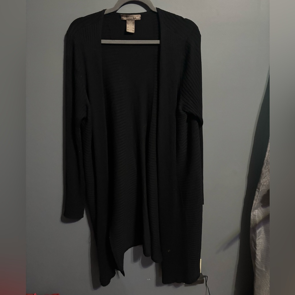 Black Open Front Cardigan Sweater